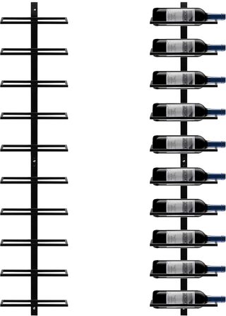 Стильна металева полиця для вин Yaheetech на 10 пляшок, чорна