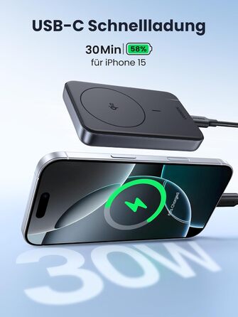 Бездротовий блок живлення UGREEN Nexode 10000 мАг, 15 Вт Qi2, 30 Вт USB-C, Magsafe для iPhone 16/15/14