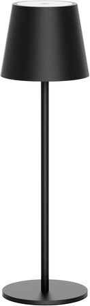 LED настільна лампа Klighten з регулюванням яскравості, акумуляторна, чорна, для дому та вулиці, USB-C, тепле світло 3000K, алюміній, IP54, вологостійка