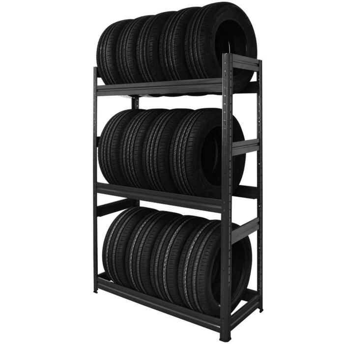 Стеляжка для шин на 450 кг - 177 x 120 x 50 см - міцна полиця для зберігання до 18 шин - сірий графіт - виробництво ЄС - для гаража, підвалу, складу та майстерні