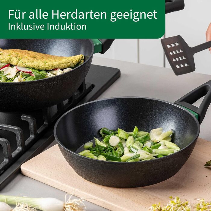 Гриль-сковорода Chefkoch від Fackelmann: антипригарне покриття, діаметр 28 см, з переробленого алюмінію, для всіх плит, сумісна з духовкою