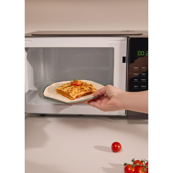 Мікрохвильова піч з грилем Microwave Studio 20 л чорна ретро-стиль, 900 Вт, LCD-дисплей, 3 програми, 9 автоматичних меню