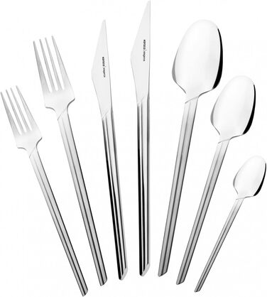 Karaca Midway Набір столових приборів на 12 осіб (84 шт.) - нержавіюча сталь, ножі, виделки, ложки. Кухонний набір столових приборів