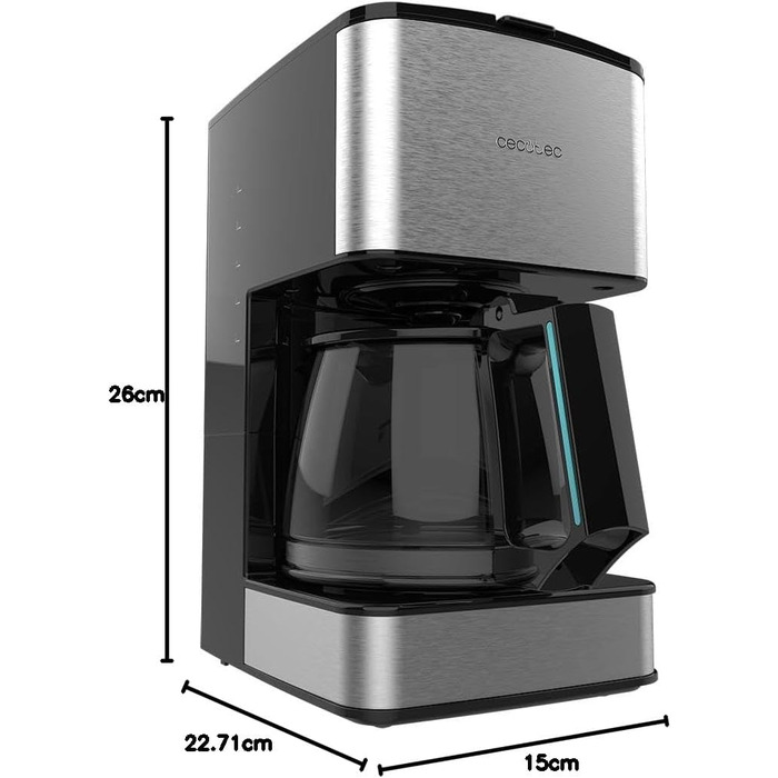 Кавомашина Cecotec Coffee 56 Heat: 1.3л, 12 чашок, LCD, нержавіюча сталь, програмування, захист від крапель, автоматичне відключення