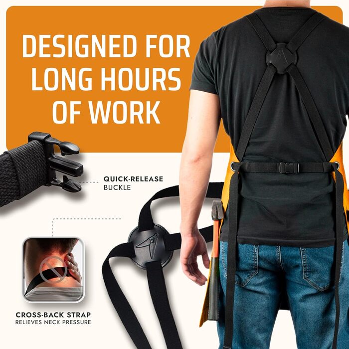 Фартух кухонний Asaya для жінок та чоловіків + рушник та відкривачка для пляшок – 284 мл, канвас (помаранчевий/червоний, зигзаг (Sunset Chevron))