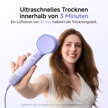 Високошвидкісний фен для волосся Laifen Neo з безщітковим двигуном 110 000 об/хв, 200 млн негативних іонів та 2 магнітними насадками, Фіолетовий