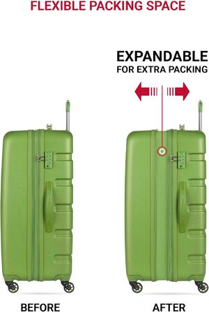 Набір валіз SwissGear 7366 Hardside з спінерами, розширювані, 3 шт. (19/23/27), зелені