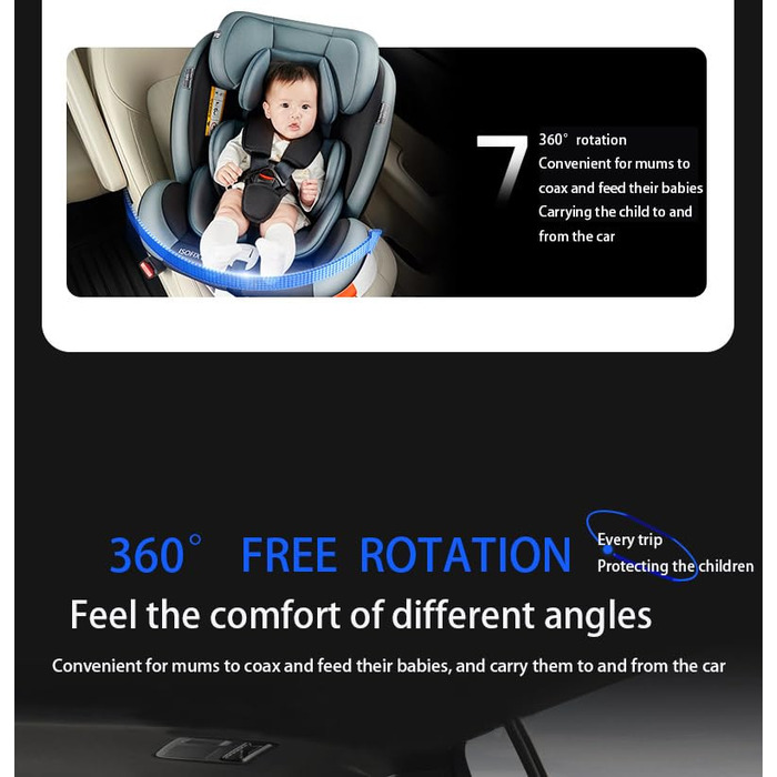 Автокрісло дитяче Magic ZC 360° з регулюванням висоти та нахилу, чорний (без підніжки), оновлена версія C007