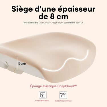 Ергономічне крісло Musso E80 Muse FemmePosture™ для жінок - регулювання спинки до 135°, 3D-підтримка попереку, 17 см 4D-підголівник, висувна підніжка, регулювання глибини та висоти сидіння, регульовані підлокітники (Бежевий)