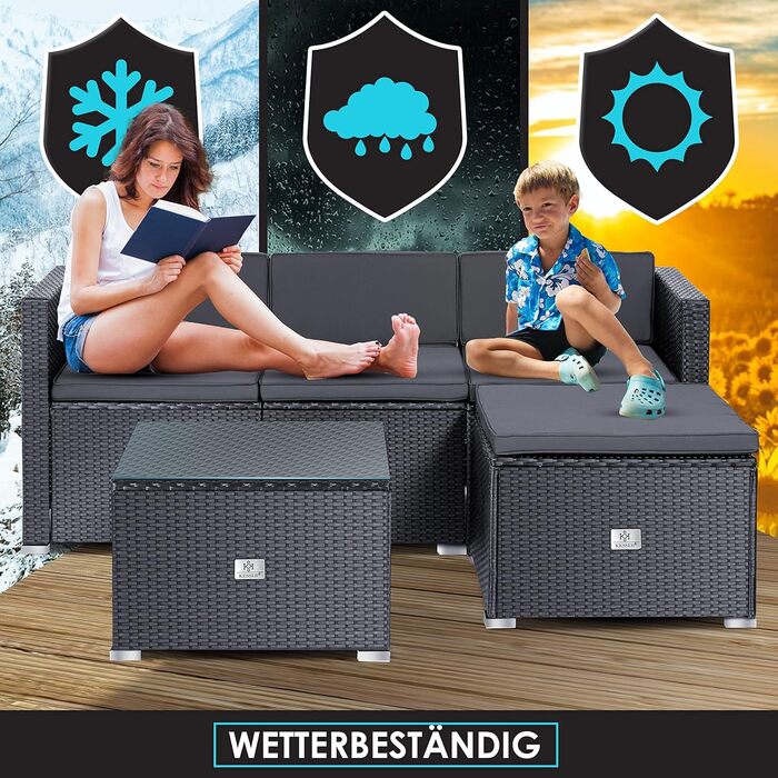 КЕССЕР® Лаунж-група Аруба з ротангу - садовий лаунж для 3-4 осіб, сірий