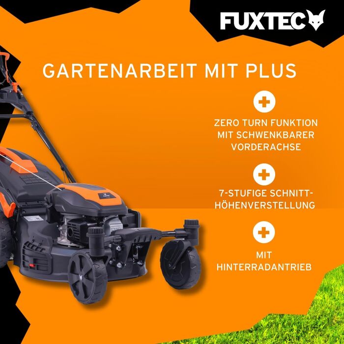 Бензиновий газонокосарка FUXTEC 4в1 FX-RM5196 з Edge-Cut, ширина косіння 51 см, 170 ccm, з приводом на задні колеса, 60л травозбірник