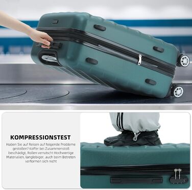Набір валіз Beibye Zwillingsrollen 2066: жорсткий корпус, тріумф у подорожах (M-L-XL, темно-зелений XL)