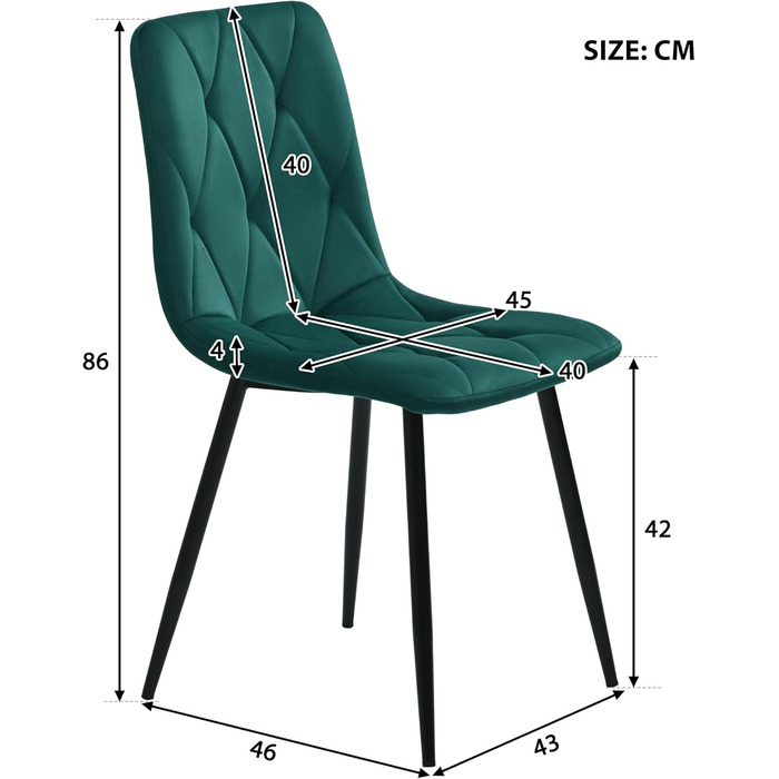 KUAKE Комплект обідньої групи: стіл 117x68 см та 4 стільці. Сучасний прямокутний обідній стіл та комплект стільців для кухні. Тканина темно-сірого льону, чорні ніжки столу (темно-зелений)