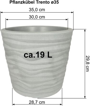 Квітчар Trento: круглий горщик для рослин, стійкий до погодних умов, антрацит, діаметр 35 см