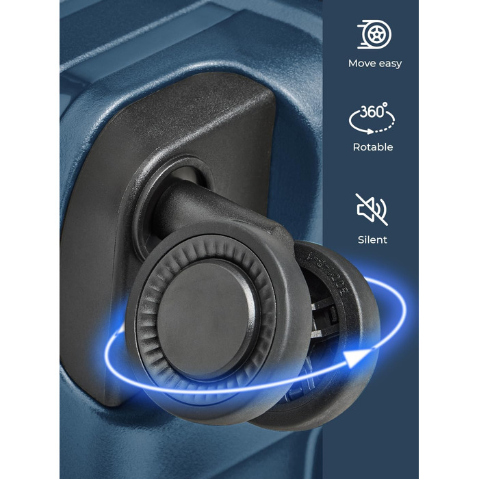 Набір валіз Pactastic Hartschalen 3-в-1: міцний поліпропілен, розширюваний, TSA-замок, 4 колеса | для жінок та чоловіків (Collection 04) (Navy Blue Metallic)