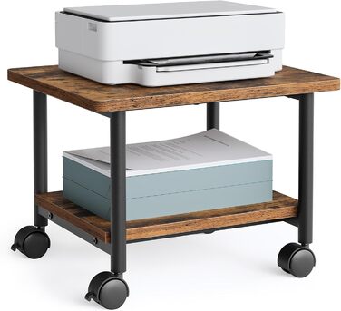 Столик для принтера VASAGLE на колесах, з полицею, для офісу та дому, індустріальний стиль, вінтажний колір, OPS002B01V1