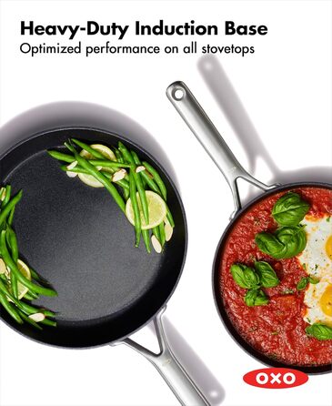 Набір сковорідок OXO Pro Professional Ceramic Non-Stick, 2 шт., 20.3 см та 25.4 см, чорний
