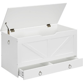 HOOBRO Лавка-сховище з ящиком, дитяча іграшкова скриня, біла, 100 см