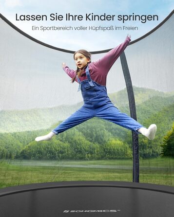 Батут SONGMICS вуличний Ø 244 см з захисною сіткою, драбиною та м'якими стійками - чорний