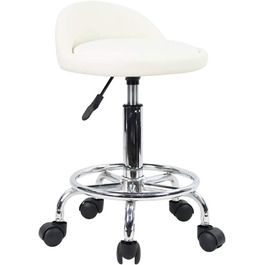 Офісний стілець на коліщатках KKTON, обертовий стілець, регульований по висоті, обертовий стілець з низькою спинкою і підставкою для ніг, виготовлений зі штучної шкіри (білого кольору)