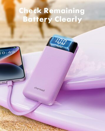 МАг, USB C, 4 кабелі, LED-дисплей, 6 виходів, сумісний з iPhone/Huawei/Samsung, 10000