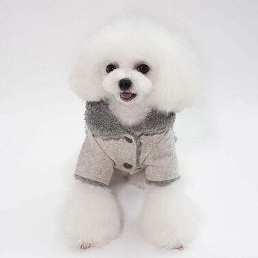 Одяг для маленьких собак на осінь і зиму, жилет з прохолодною тканини в британському стилі, зручна куртка, пальто з хутряним коміром, для маленьких собак розміром з сідло (S, Brown)