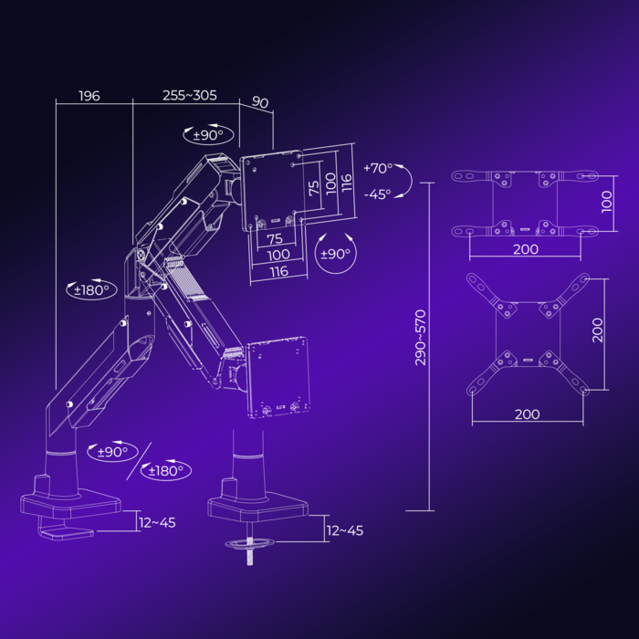 Настільне кріплення для монітора GamePro MAG703BW