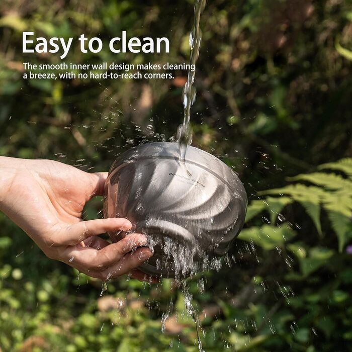 iBasingo Титанові миски з подвійними стінками 500мл та 800мл для каші, їжі, рису, супу. Легкі, портативні, металеві миски для кемпінгу та відпочинку на природі. (500ML Ti1168T)