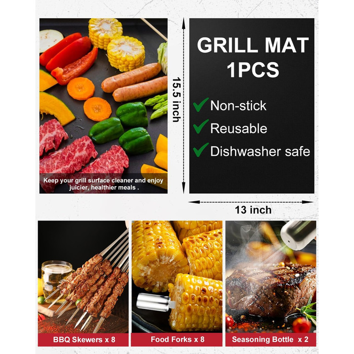 Набір гриль-посуду 28 предметів з нержавіючої сталі, професійний аксесуар для гриля з сумкою, подарунок на День народження/Різдво для чоловіків, для саду та кемпінгу, BBQ