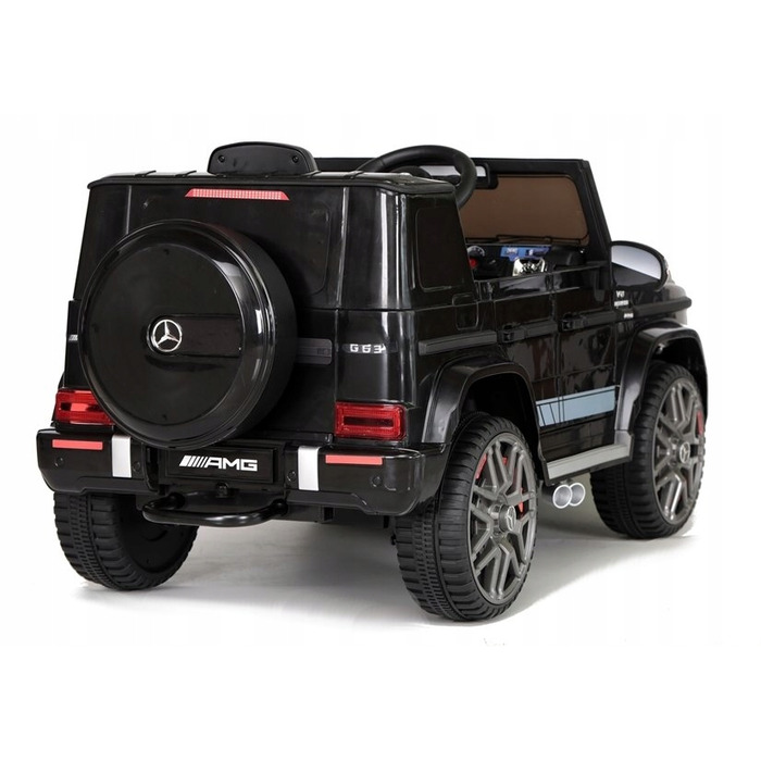 Дитячий електромобіль Mercedes G63 AMG з шкіряним сидінням та пультом керування, чорний