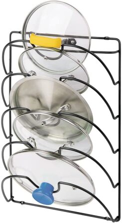 Вертикальний тримач кришки каструлі mDesign-зручна кухонне начиння для кришок каструль і сковорідок-зручні кухонне приладдя-хромований метал (чорний)