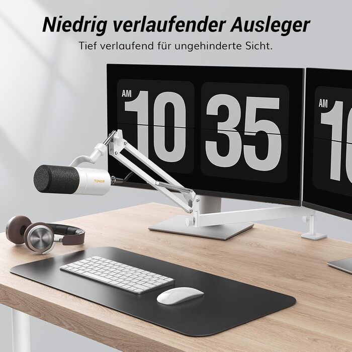 Мікрофонна стійка TONOR T40LP з гнучким кріпленням для мікрофона (біла, пружинний механізм) - для геймінгу, подкастів, запису