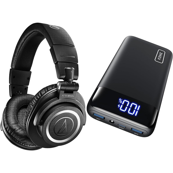 Бездротові навушники Audio-Technica M50xBT2 чорні, Bluetooth, в т.ч. Power Bank на 20000 мАг