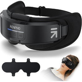 Масажер для очей RENPHO Eyeris 1 з підігрівом, вібрацією та Bluetooth, акумуляторний, для сухих очей, чорний