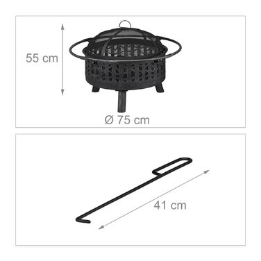 Вогнище Relaxdays з грилем та захистом від іскор
