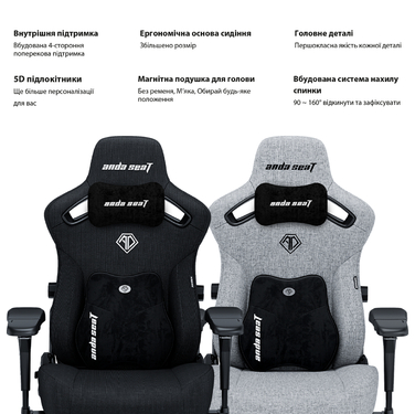 Крісло ігрове Anda Seat Kaiser 3 Pro Fabric Gray Size XL