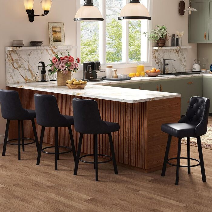 Барні стільці Youhauchair 2 шт., Чорні, регульовані, з підніжкою, 66.5 см, 150 кг