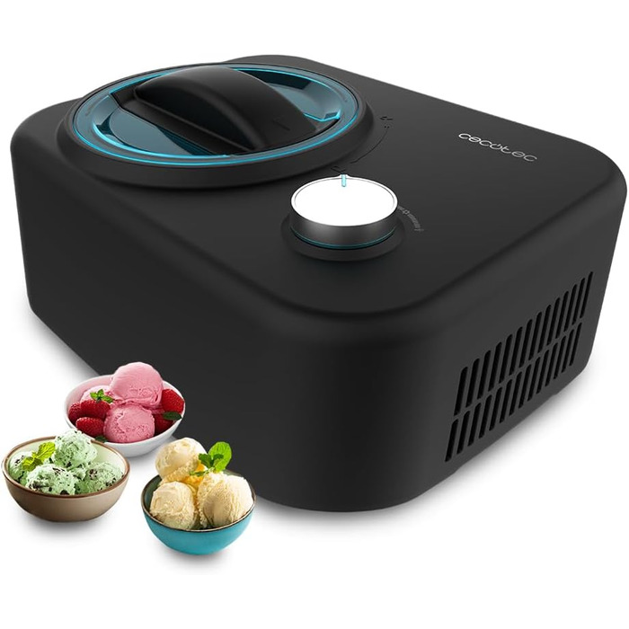 Машина для приготування морозива Cecotec Gelacy 1200 Touch з компресором. Чорний колір, 0,8 л, сенсорний екран, 110 В, 30 хвилин
