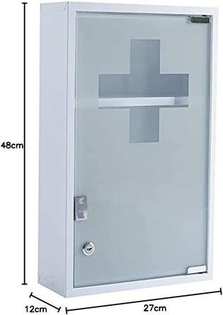 Медичний шафчик Zedelmaier з нержавіючої сталі, 4 відділення, з ключем, для зберігання ліків, білий (57 x 27 x 12 см)