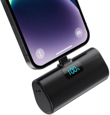 Швидка зарядка 20 Вт PD, LCD дисплей, сумісний з iPhone, чорний, 5200mAh