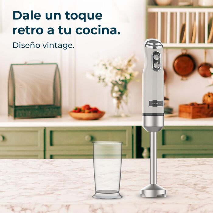 Міксер ручний Cecotec Retro Power Retro 1200MAX, 1200W, 0.5л, бежевий, вінтажний дизайн