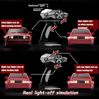 RC Дрифт-кар Drift Auto 1:16, 2.4 GHz, 30 км/год, 4WD, LED підсвічування, червоний, з акумулятором