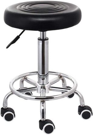 Обертовий стілець на колесах мінус один, обертовий стілець на колесах, барний стілець, робочий стілець, косметичний стілець, стілець для перукарні, вільно обертається на 360 , вантажопідйомність до 100 кг (чорний)