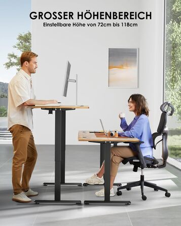 Електричний регульований стіл ErGear 140x70 см з пам'яттю, для дому та офісу, з підключенням, вінтажний, колір дерева