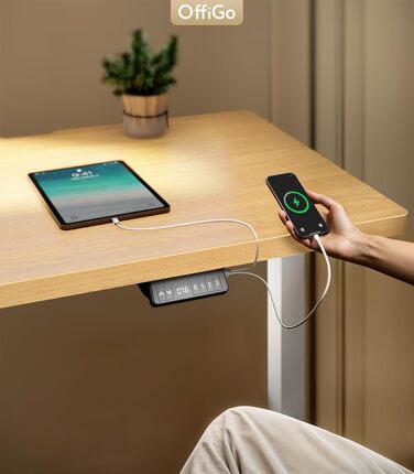 Регульований стіл OffiGo з 2 моторами, USB-C, 3 пам'яті, для столів 100-200 см (140 см, дуб)