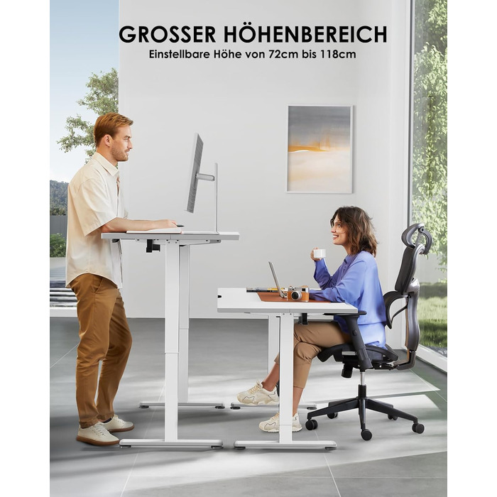 Електричний регульований стіл ErGear 140x70 см з пам'яттю, для дому та офісу, з кріпленням