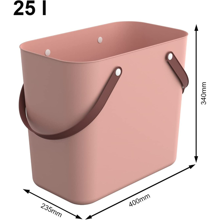 Кошик для покупок Rotho Albula, пластик (перероблений поліпропілен), 25L, (40 x 23,5 x 34 см) (рожевий)