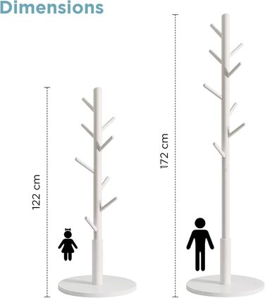 Дерев'яний вішак для одягу Edihome з 8 гачками, 172 x 38 x 38 см, для передпокою, коридору або спальні