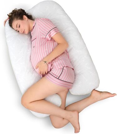 Ортопедична подушка U-подібної форми Schlafweich для сну на боці - подушка для вагітних та годування з бамбука, гіпоалергенна, для підтримки голови, шиї, спини та стегон
