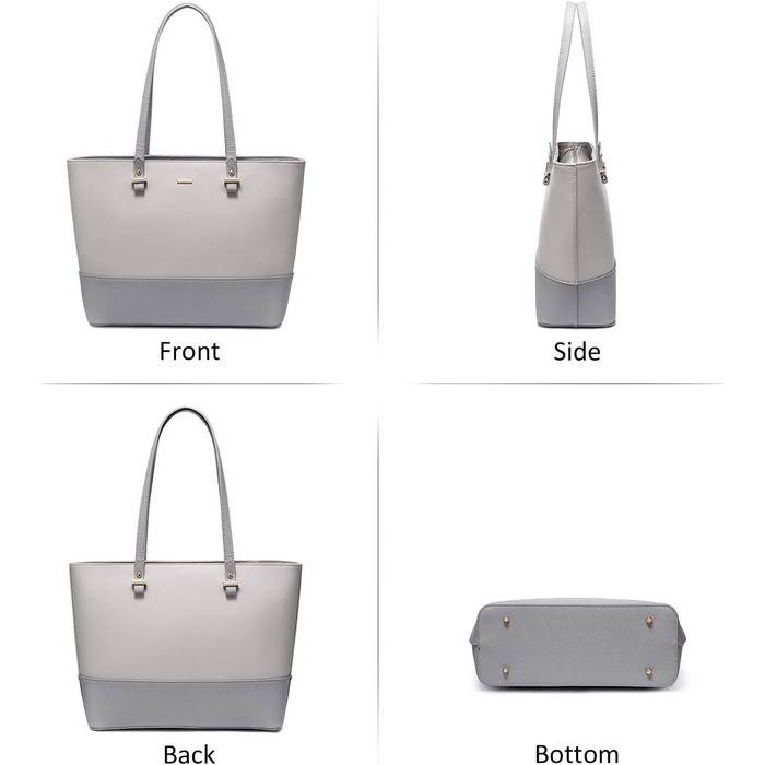 LOVEVOOK Сумка-шоппер для жінок, велика жіноча сумка, шкіряна сумка LOVEVOOK, 3-частинний набір (світло-сірий/темно-сірий)